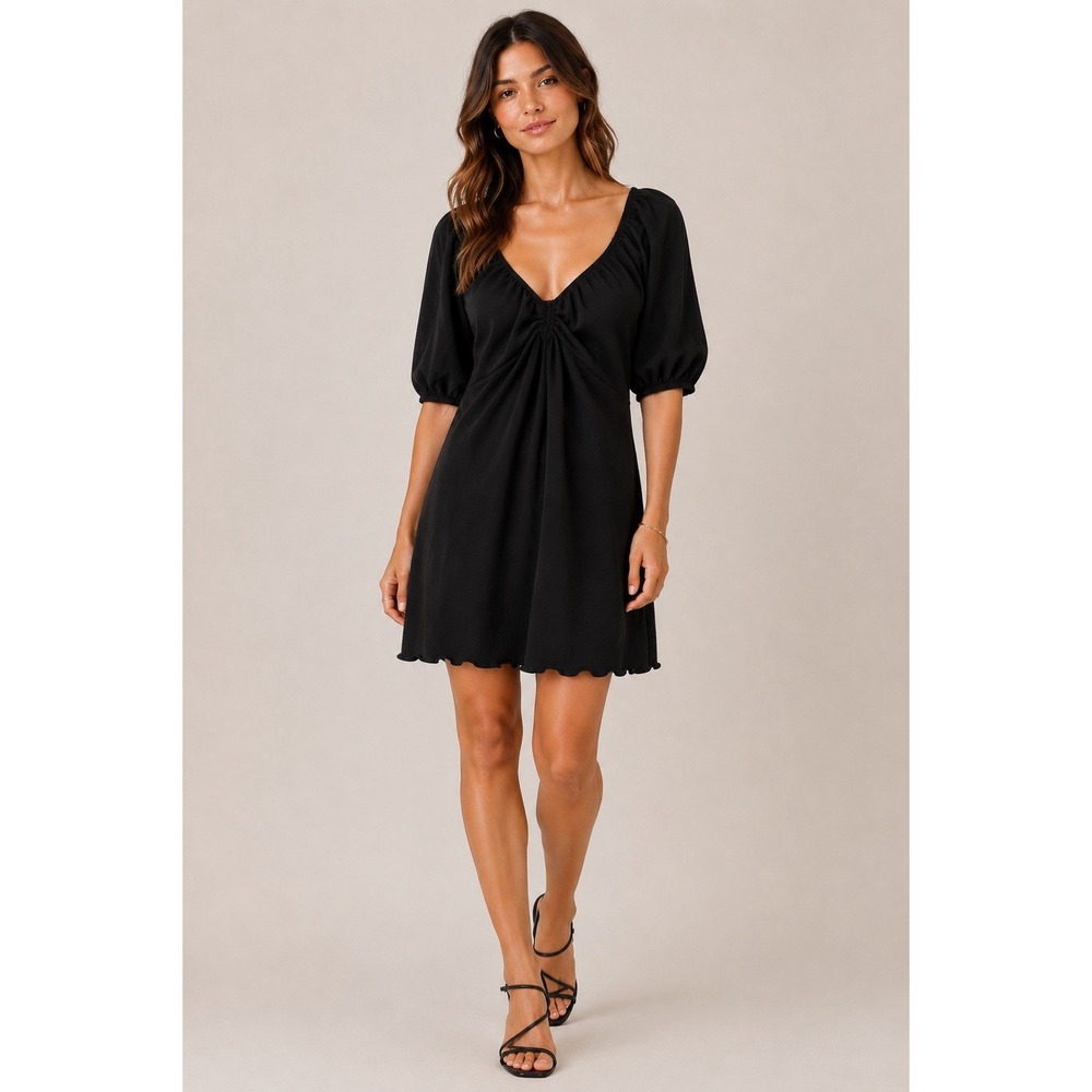 TASH + SOPHIE Babydoll Dress S Black Puff Sleeve Empire Waist